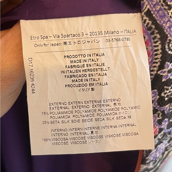 Etro A-Line V-Neck Purple Printed Dress Knee Length NWOT - Picture 4 of 6